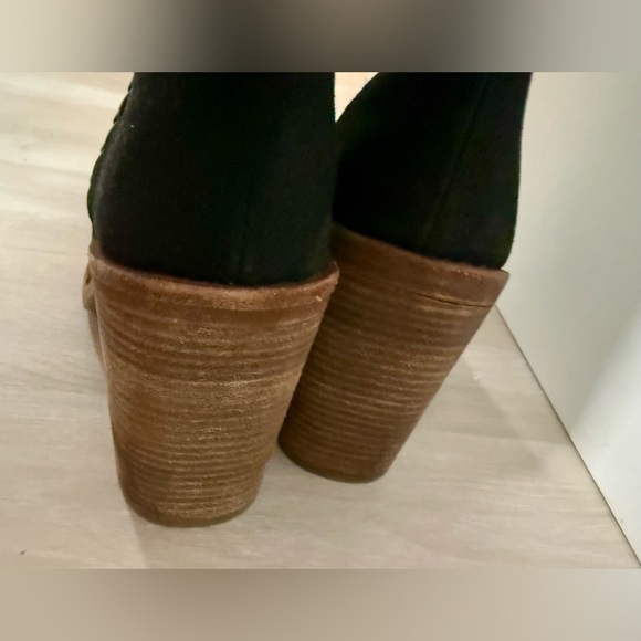 UGG Maeva Suede Knee High Boots Black Whipstitched Leather SZ 7 Runs Small - Picture 11 of 14